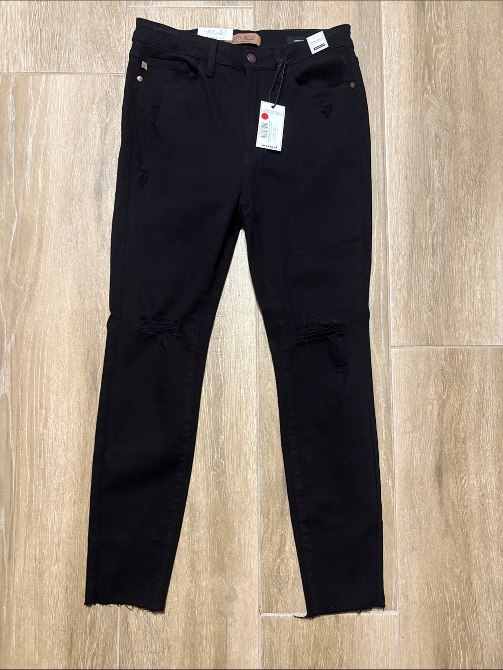 Judy Blue Black Distressed Skinny Jeans 11 NWT